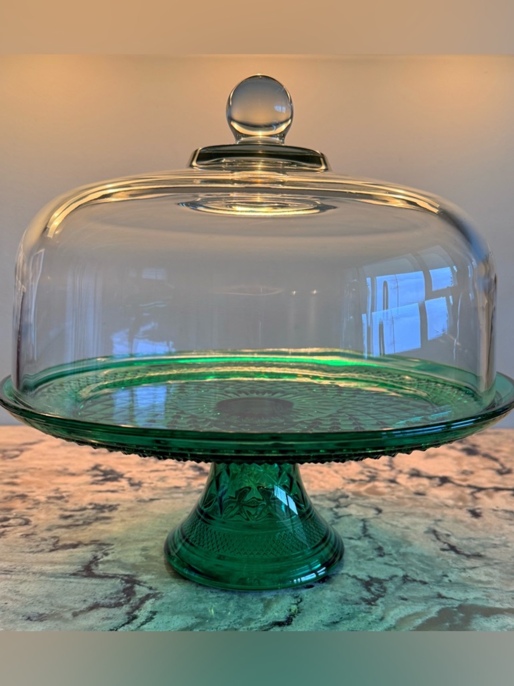 Anchor Hocking Wexford Emerald Green 2-Pc. Footed Cake Set Model #69080 IOB - Picture 2 of 16